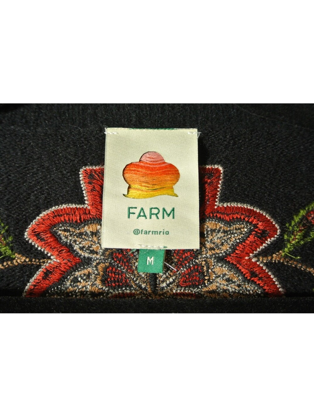 NEW, Farm Rio Berry Embroidered Ruffle Cardigan in Black Sz M #T4052 - Picture 8 of 10